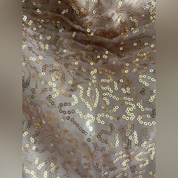Aspeed Belle Inspired Gold Sequin Hand Beaded Strapless Prom Dress Size S - Picture 4 of 8